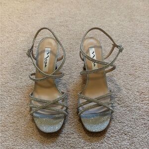 Nina Shoes Sparkling Silver Strappy Sandals